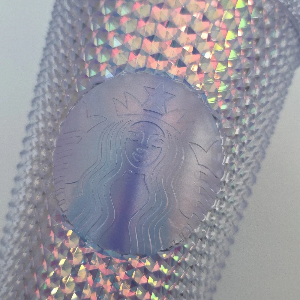 Starbucks Tumbler Diamond Texture Iridescent Logo Tumbler Plastic Size 16 fl oz